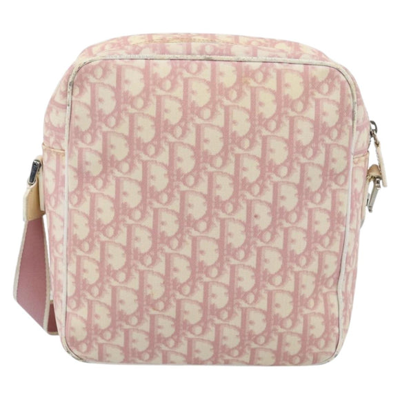 Christian Dior Trotter Canvas Schultertasche PVC Rosa Silber Auth BA13409
