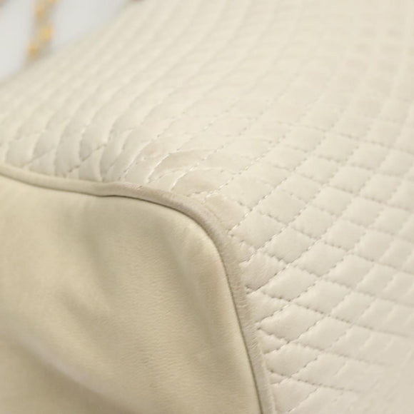 BALLY Quilted Chain Shoulder Bag Leather Gray Gold Auth BA1341