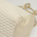 BALLY Quilted Chain Shoulder Bag Leather Gray Gold Auth BA1341-16