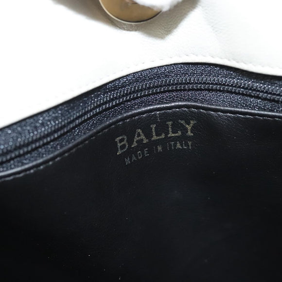 BALLY Quilted Chain Shoulder Bag Leather Gray Gold Auth BA1341