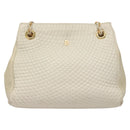 BALLY Quilted Chain Shoulder Bag Leather Gray Gold Auth BA1341-13