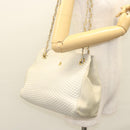 BALLY Quilted Chain Shoulder Bag Leather Gray Gold Auth BA1341-21