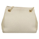 BALLY Quilted Chain Shoulder Bag Leather Gray Gold Auth BA1341-2