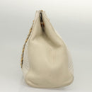 BALLY Quilted Chain Shoulder Bag Leather Gray Gold Auth BA1341-3