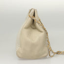 BALLY Quilted Chain Shoulder Bag Leather Gray Gold Auth BA1341-4