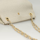 BALLY Quilted Chain Shoulder Bag Leather Gray Gold Auth BA1341-6