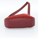 GUCCI Bamboo Hand Bag Suede 2way Red Gold Auth BA13410-5