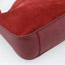 GUCCI Bamboo Hand Bag Suede 2way Red Gold Auth BA13410-9