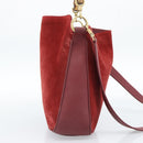 GUCCI Bamboo Hand Bag Suede 2way Red Gold Auth BA13410-3
