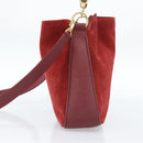 GUCCI Bamboo Hand Bag Suede 2way Red Gold Auth BA13410-4