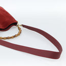 GUCCI Bamboo Hand Bag Suede 2way Red Gold Auth BA13410-8