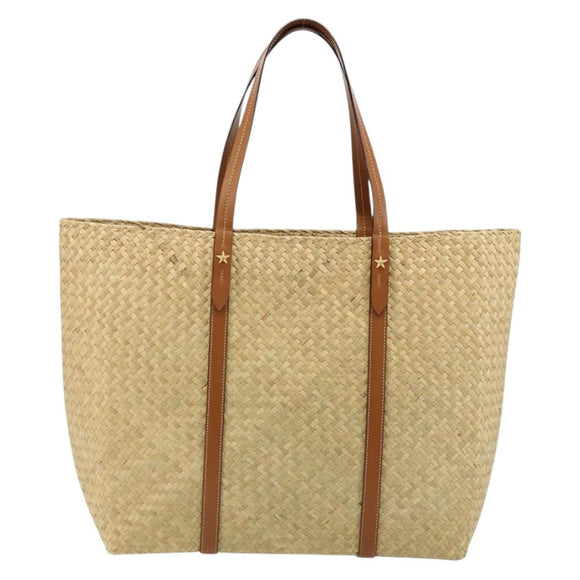 Jimmy Choo Tote Bag Raffia Beige Auth BA13412A