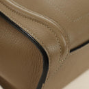 CELINE Luggage Nano Shopper Hand Bag Leather 2way Beige Silver Auth BA13413V-12