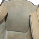 CELINE Luggage Nano Shopper Hand Bag Leather 2way Beige Silver Auth BA13413V-20