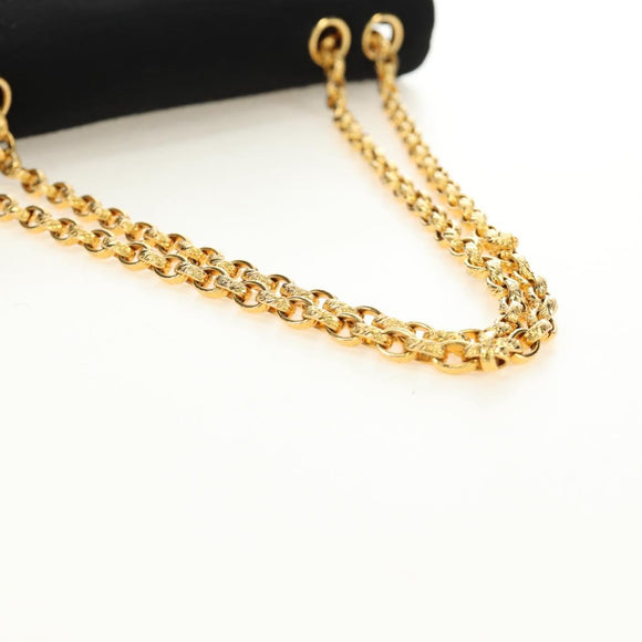 CHANEL Chain Shoulder Bag Cotton Black Gold CC Auth BA13415V