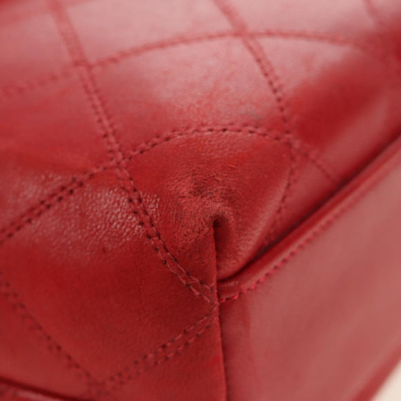 CHANEL Bicolore Chain Shoulder Bag Lamb Skin Red Gold CC Auth BA13416V