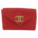 CHANEL Bicolore Chain Shoulder Bag Lamb Skin Red Gold CC Auth BA13416V-13