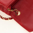 CHANEL Bicolore Chain Shoulder Bag Lamb Skin Red Gold CC Auth BA13416V-22