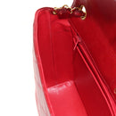 CHANEL Bicolore Chain Shoulder Bag Lamb Skin Red Gold CC Auth BA13416V-26