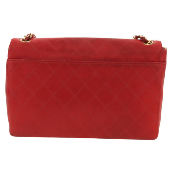 CHANEL Bicolore Chain Shoulder Bag Lamb Skin Red Gold CC Auth BA13416V