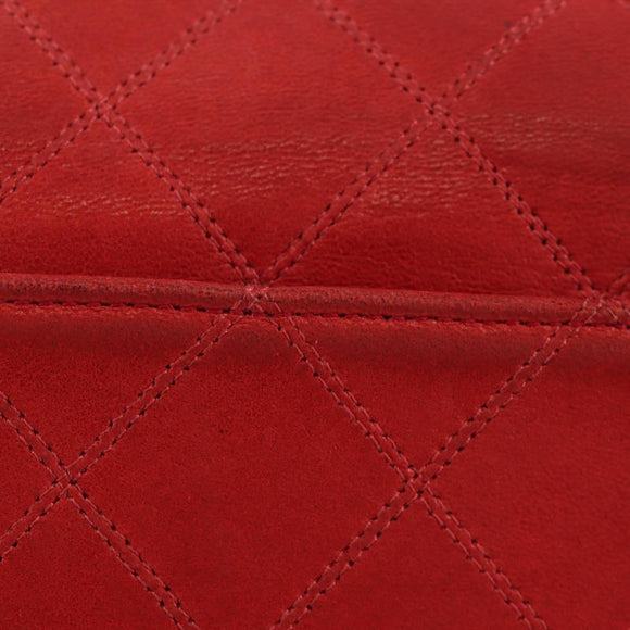 CHANEL Bicolore Chain Shoulder Bag Lamb Skin Red Gold CC Auth BA13416V
