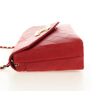 CHANEL Bicolore Chain Shoulder Bag Lamb Skin Red Gold CC Auth BA13416V-4