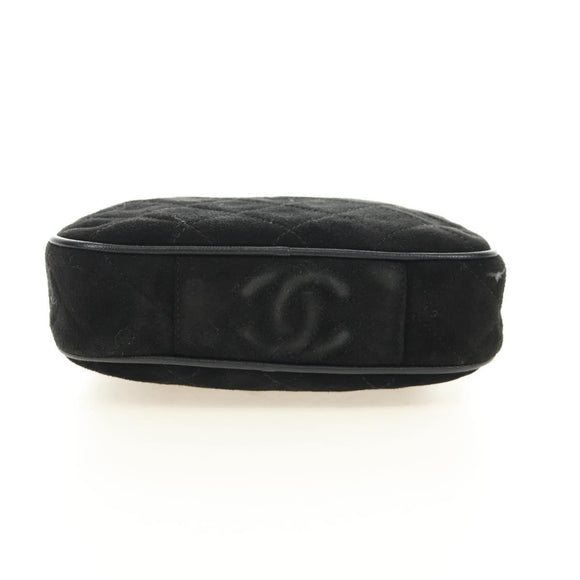 CHANEL Matelasse Chain Hand Bag Suede Black Gold CC Auth BA13417V