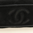 CHANEL Matelasse Chain Hand Bag Suede Black Gold CC Auth BA13417V-7