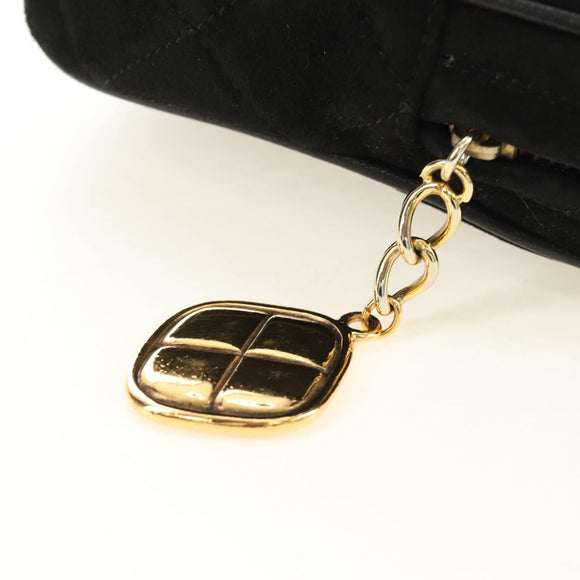 CHANEL Matelasse Chain Hand Bag Suede Black Gold CC Auth BA13417V