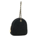 CHANEL Matelasse Chain Hand Bag Suede Black Gold CC Auth BA13417V-1