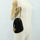 CHANEL Matelasse Chain Hand Bag Suede Black Gold CC Auth BA13417V-26