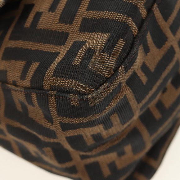 FENDI Zucca Canvas Mamma Baguette Shoulder Bag Black Brown Auth BA13419SAV