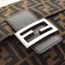 FENDI Zucca Canvas Mamma Baguette Shoulder Bag Black Brown Auth BA13419SAV-19