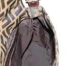 FENDI Zucca Canvas Mamma Baguette Shoulder Bag Black Brown Auth BA13419SAV-23