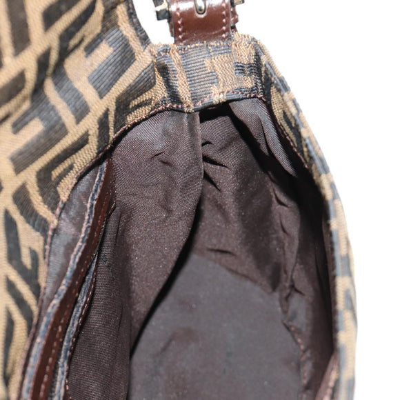 FENDI Zucca Canvas Mamma Baguette Shoulder Bag Black Brown Auth BA13419SAV