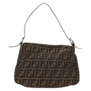 FENDI Zucca Canvas Mamma Baguette Shoulder Bag Black Brown Auth BA13419SAV-2