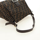 FENDI Zucca Canvas Mamma Baguette Shoulder Bag Black Brown Auth BA13419SAV-7