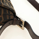 FENDI Zucca Canvas Mamma Baguette Shoulder Bag Black Brown Auth BA13419SAV-8