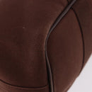 HERMES Valparaiso PM Hand Bag Canvas Leather Brown Silver Auth BA13422-15