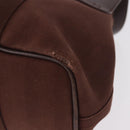 HERMES Valparaiso PM Hand Bag Canvas Leather Brown Silver Auth BA13422-16