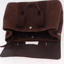 HERMES Valparaiso PM Hand Bag Canvas Leather Brown Silver Auth BA13422-10