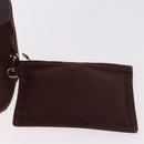 HERMES Valparaiso PM Hand Bag Canvas Leather Brown Silver Auth BA13422-20