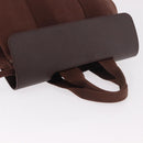 HERMES Valparaiso PM Hand Bag Canvas Leather Brown Silver Auth BA13422-6