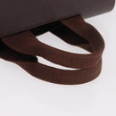 HERMES Valparaiso PM Hand Bag Canvas Leather Brown Silver Auth BA13422-7