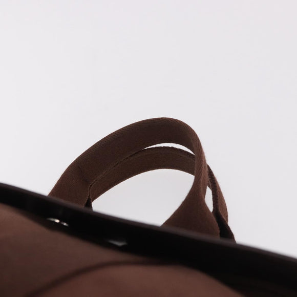 HERMES Valparaiso PM Hand Bag Canvas Leather Brown Silver Auth BA13422