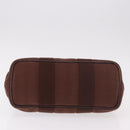HERMES Valparaiso PM Hand Bag Canvas Leather Brown Silver Auth BA13422-5