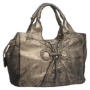 Salvatore Ferragamo Tote Bag Leather Beige Gold Auth BA1343-1