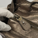 Salvatore Ferragamo Tote Bag Leather Beige Gold Auth BA1343-10