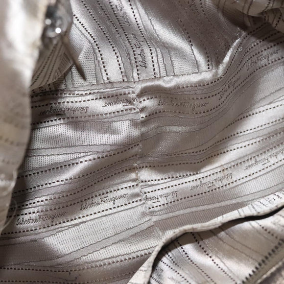 Salvatore Ferragamo Tote Bag Leather Beige Gold Auth BA1343