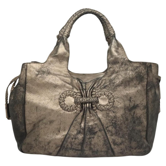 Salvatore Ferragamo Tote Bag Leather Beige Gold Auth BA1343